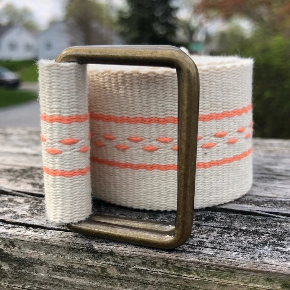 - Wide Cream/Peach Canvas Belt! VGUC